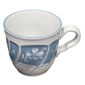 Noritake Stoneware Victory Blue Floral Coffee Mug, Japan, Oven Safe